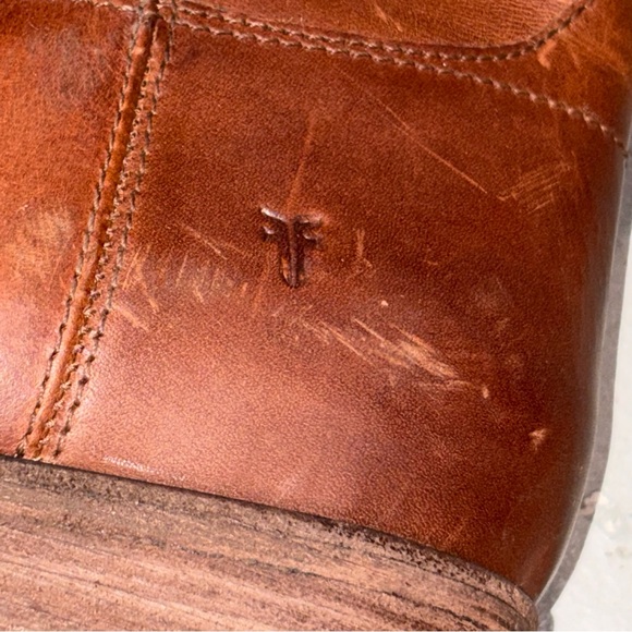 Frye Cognac Leather Melissa Button 2 Distressed Tall Riding Boots size 10 - Picture 8 of 10